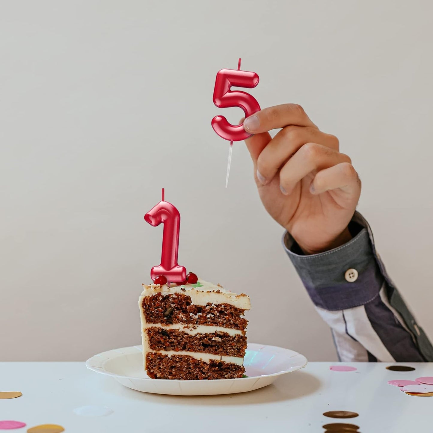 Red Number 4 Candle Happy Birthday 3D Number Candles for Birthday Cake Party Decoration Wedding Anniversary Celebration Supplies