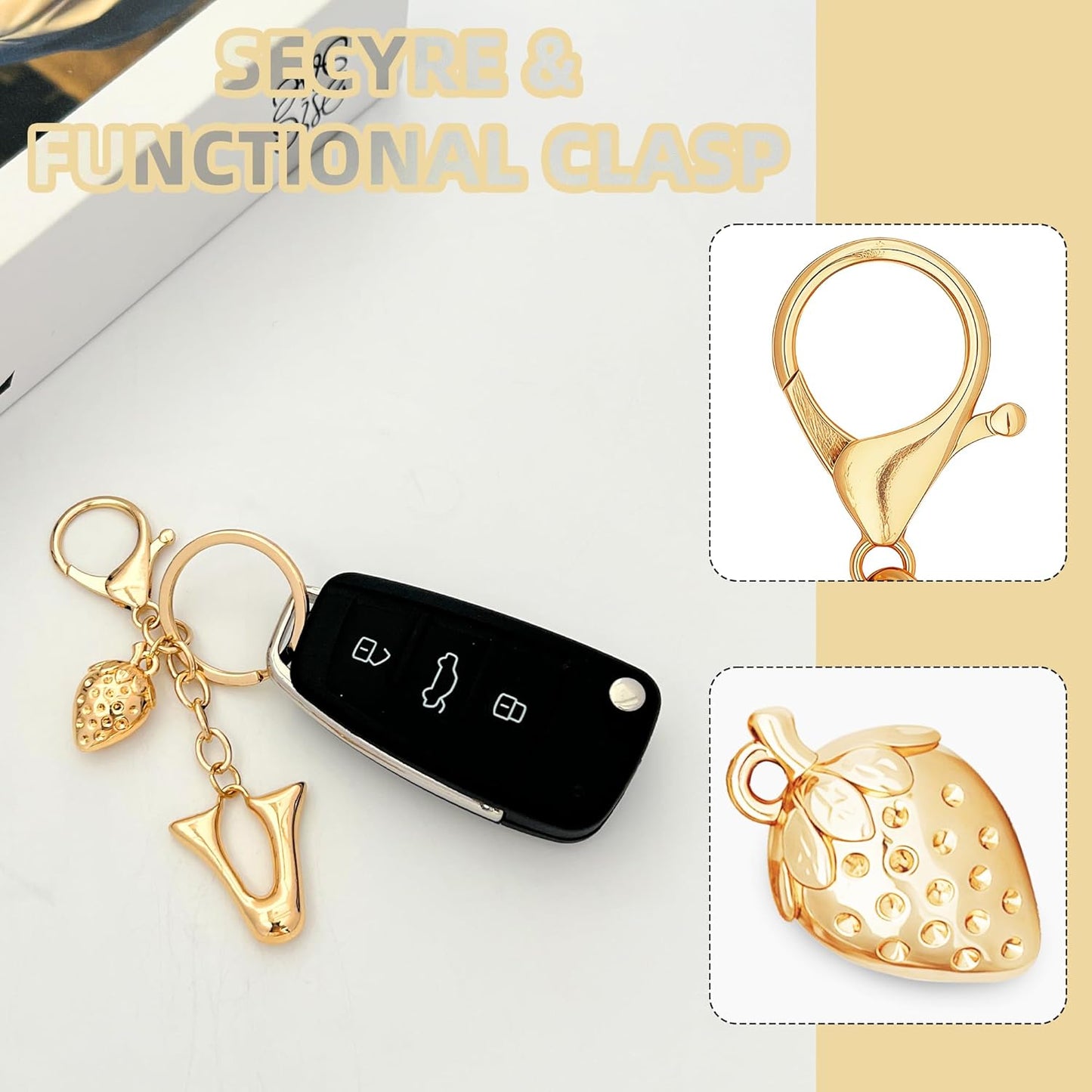 Gold Bubble Heart Initial Bag Charms for Handbags – Cute Initial Letter Keychain for Women, Purse Charms, Gold Gift