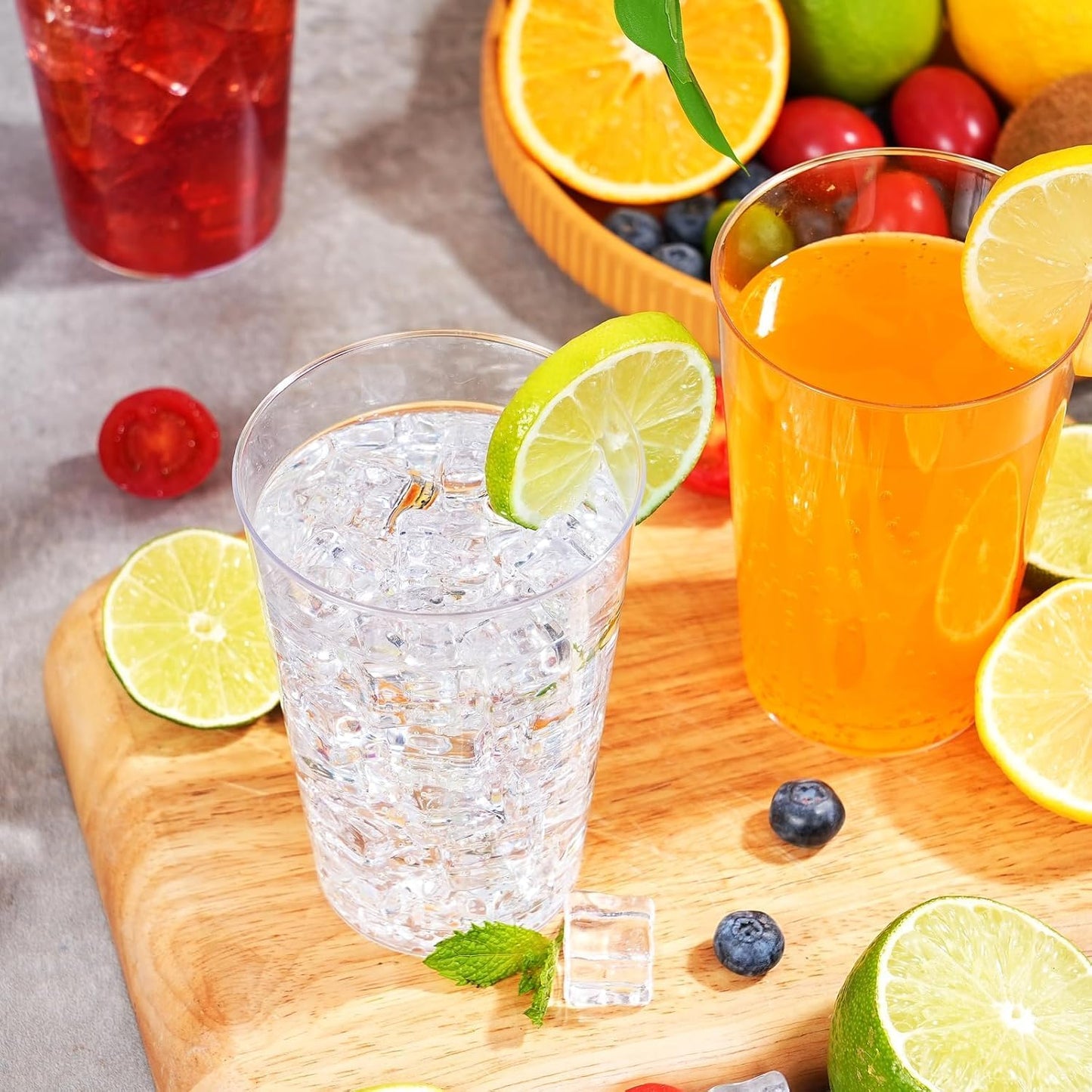 100 Pack 12 oz Clear Plastic Cups, Disposable Wine Cups for Cocktail Party, Polystyrene Hard Plastic Cup with Higher Heat Resistance(12oz 100count)