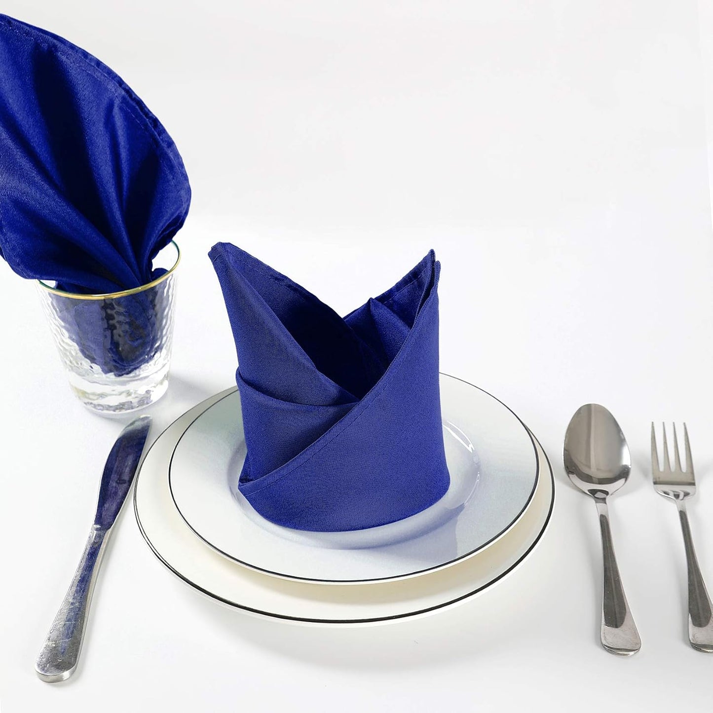 Cloth Napkins 20x20 inch Washable Polyester Dinner Napkins Soft Table Napkins for Wedding Party Dining Banquet(Royal Blue,12PCS)