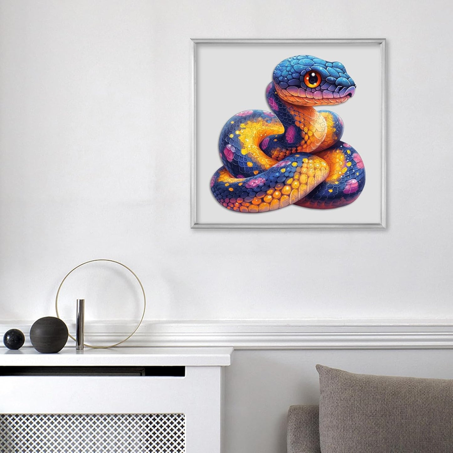 Reouinty Wooden Puzzle for Adults, Snake Puzzles, Puzzles for Older Kids, Snake Wall Decor, Wooden Jigsaw Puzzles Creative Gift for Family Game 10.8 x 11 in