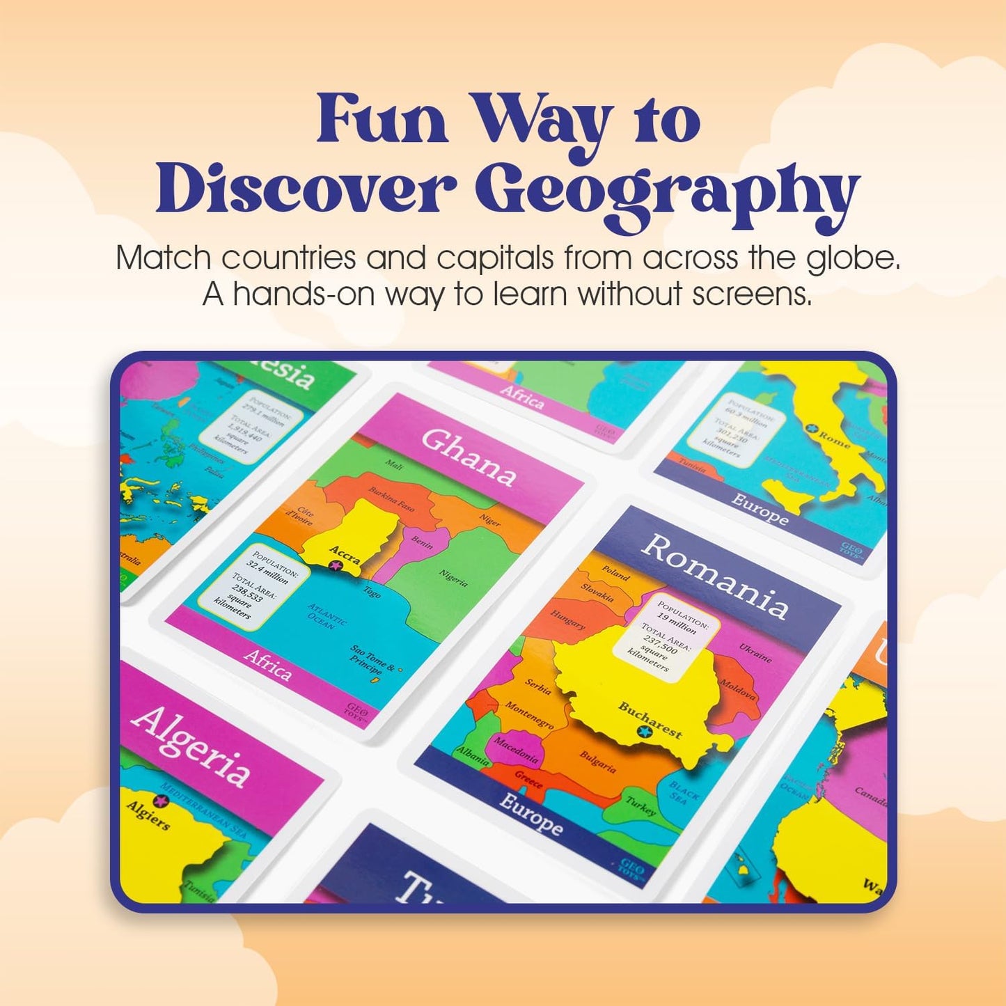 GeoToys GeoBingo, World Bingo Game for Kids, Geography Game for Home, School or Camp - Fun Bingo Games for Family, Play & Learn Countries of the World, Ages 4 and Up