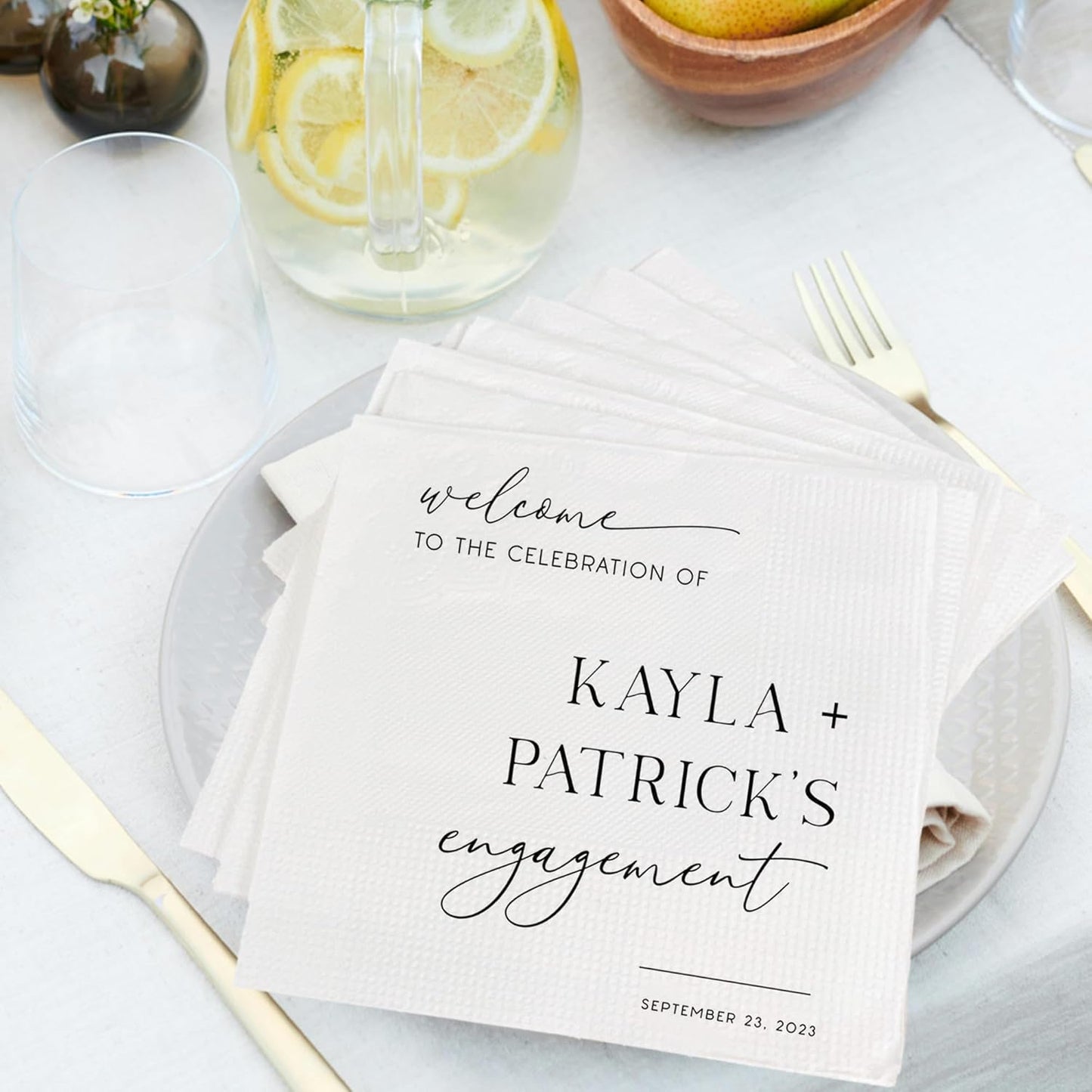 Luxury Custom 15pcs Engagement Napkins, White, 2-Ply, Paper, DS 5, 1 Count