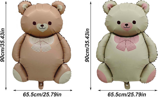Matte teddy bear balloons Decorations 2PCS Foil Mylar Balloons Little Bear Theme Party Supplies Jungle Safari Theme Baby Shower Birthday Party Decorations