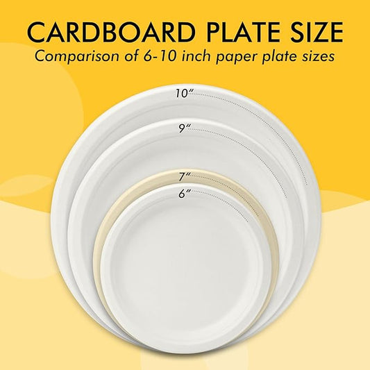 RACETOP Compostable Paper Plates 7 Inch [125 Pack], Disposable Biodegradable Heavy Duty Paper Plates, Made of Natural Sugarcane Fibers, Unbleached Brown, Round