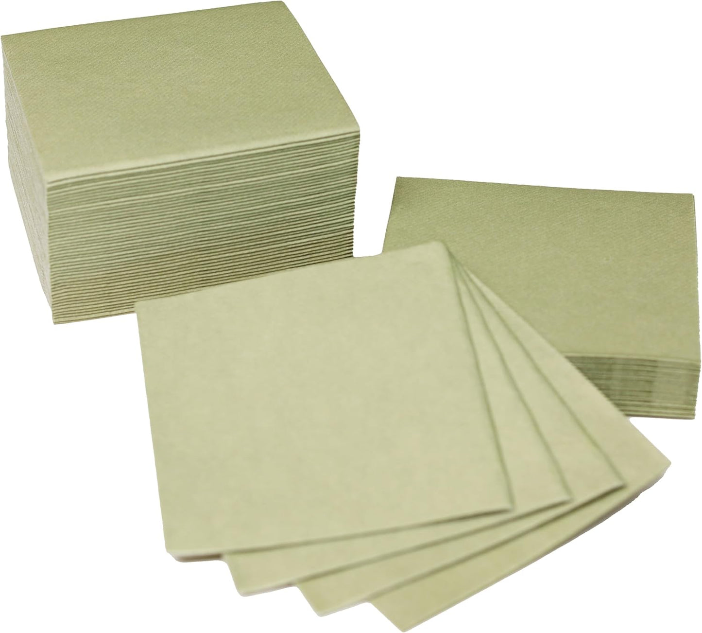 AMERICAN HOMESTEAD Cocktail Napkins - Premium 4.75"x4.75" Disposable Linen-Like Beverage Napkins - Bulk Square Party Bar Serviettes for Weddings, Parties, Events, and Daily Use - 100 Count - Olive
