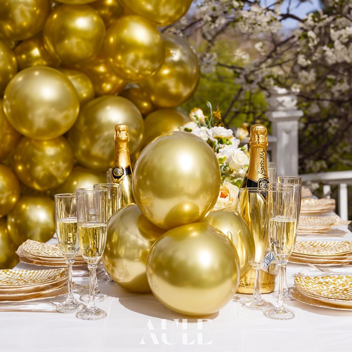 AULE Metallic Gold Balloons 5 inch 50 Pcs Gold Latex Balloons Chrome Helium Shiny Thicken Balloon Perfect Party Decoration for Wedding Birthday Baby Shower Graduation Christmas Carnival