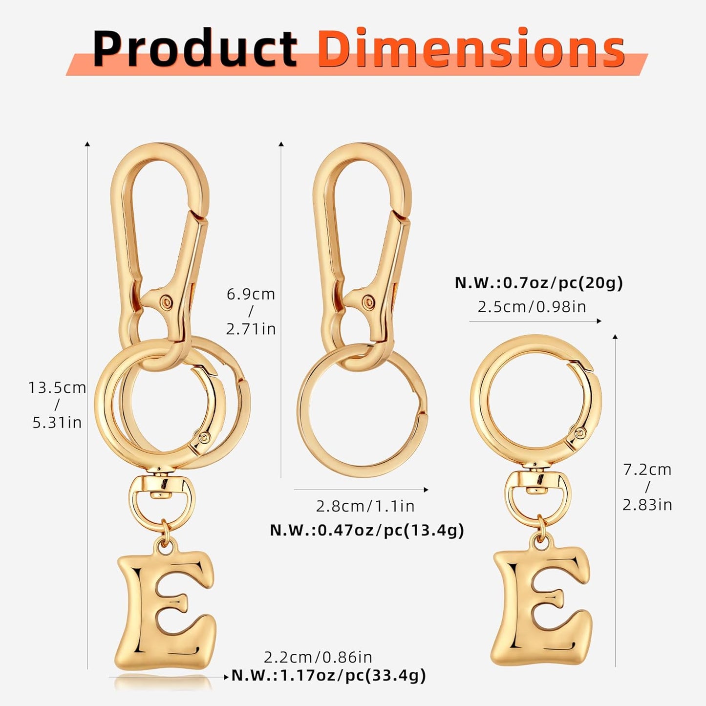 Gold Bubble Heart Initial Bag Charms for Handbags – Cute Initial Letter Keychain for Women, Purse Charms, Gold Gift