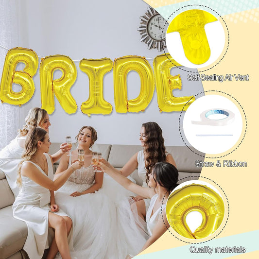 40 Inch Gold BRIDE Balloons Giant Bride Letter Foil Balloon Bachelorette Party Decorations Gold Bridal Shower Balloons Bachelorette for Bridal Shower Decorations Bride To Be Balloon Wedding Decoration