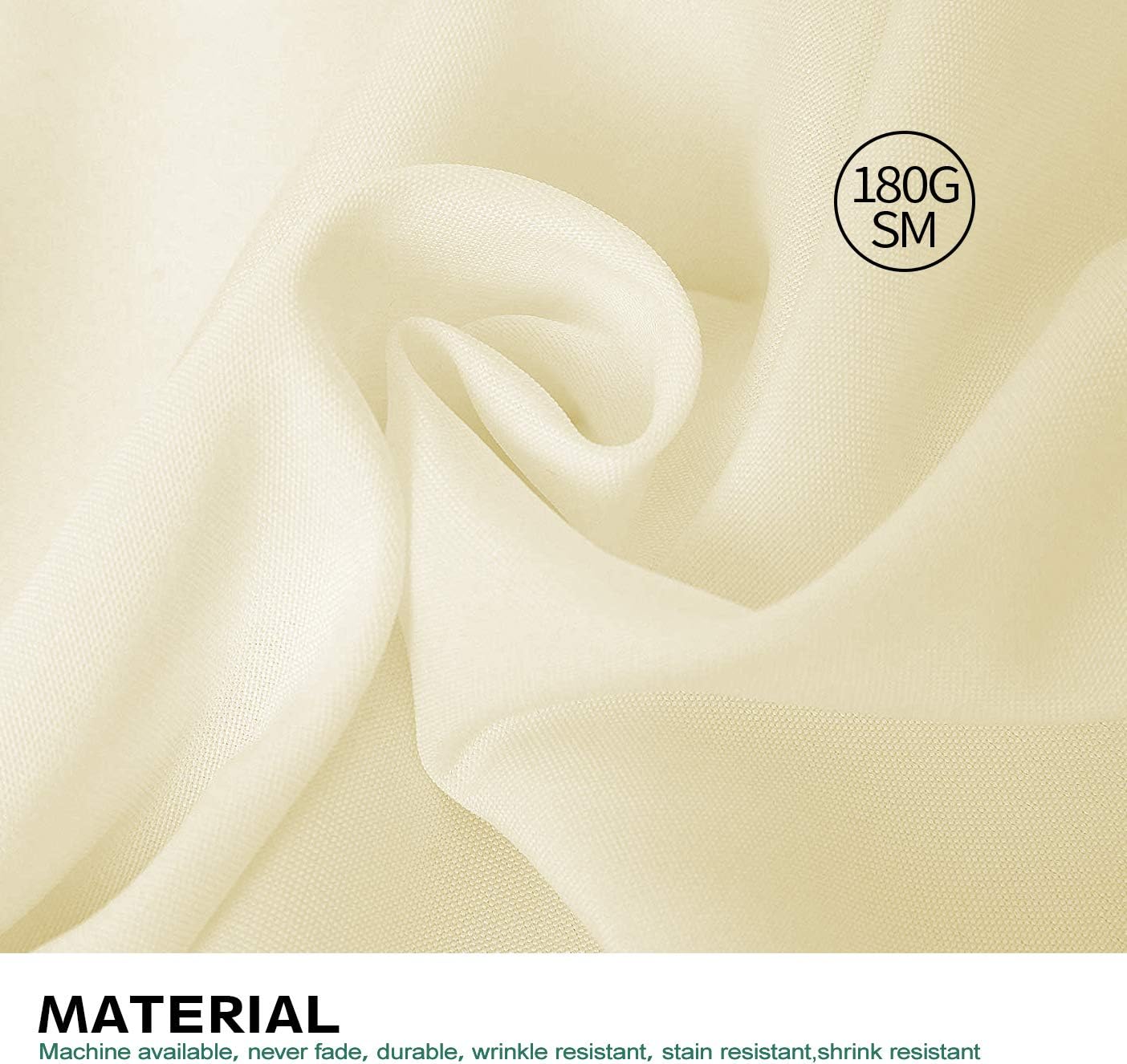 Surmente Ivory Tablecloth 90 x 132-inch Rectangular Polyester Table Cloth for Weddings, Banquets, or Restaurants