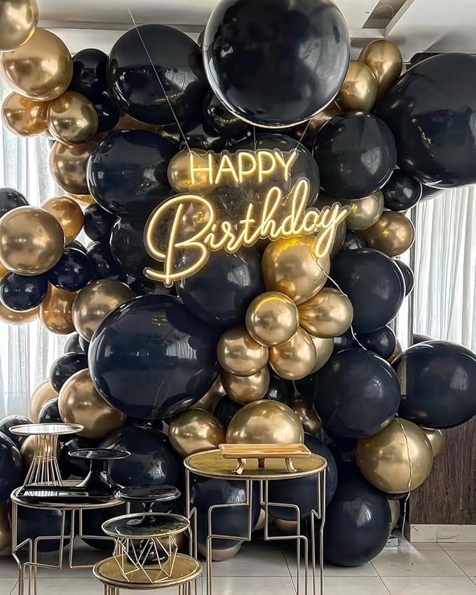Metallic Gold Balloons, 140pcs Gold Balloons 18 12 10 5 Inch Different Sizes Pack Party Latex Balloons for Birthday Halloween Holiday Balloon Garland as Party Decorations