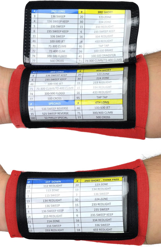 Sports Unlimited Adult Triple Wrist Coach, Football Wristbands for Plays, Baseball Wristbands, QB Arm Bands