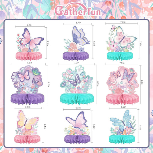Butterfly Birthday Party Supplies Kit - Butterfly Themed Honeycomb Centerpiece ，Table Decorations for Kids' Butterfly Themed Birthday Party Decorations