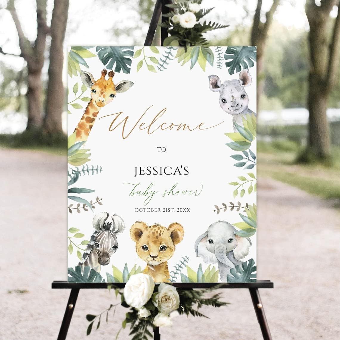 Safari Baby Shower Welcome Sign, 18x24in, Plastic, Gender Neutral, Printable, Rustic Style, Instant Download
