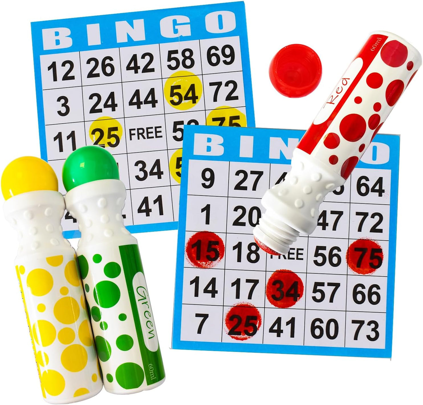 SEETOOOGAMES Disposable Bingo Cards Bulk- 1on Blue Paper (100 Books of 5 Sheets) for Large Groups