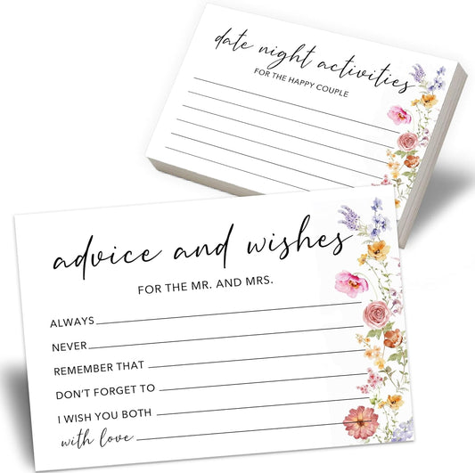 50 Pcs Advice and Wishes for the Mr and Mrs Cards - Bridal Shower Guest Book, Wedding Reception Decor, Newlywed Games, Engagement Party & Anniversary Keepsake -B06