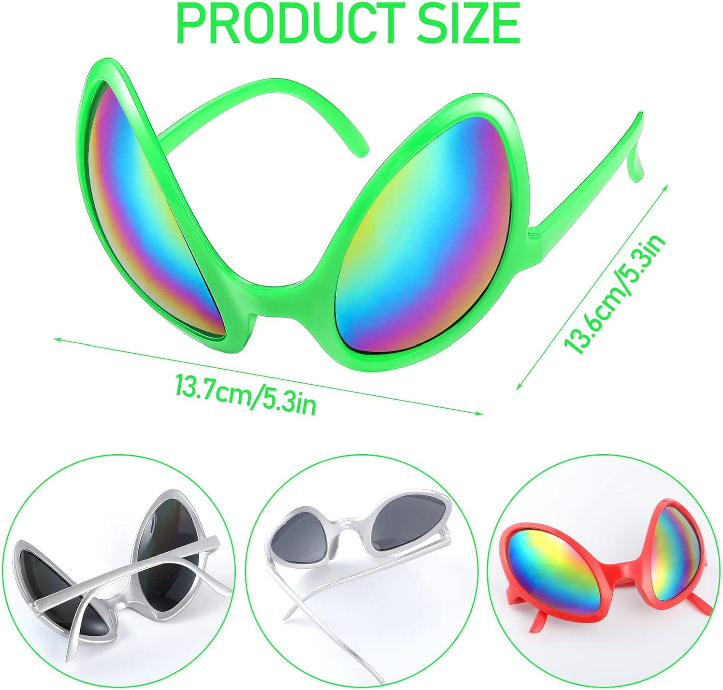 Bencailor 12 Pack Halloween Alien Glasses with Lenses Funny Glasses for Alien Costume Accessories Halloween Night Party Favor(Multi Colors)