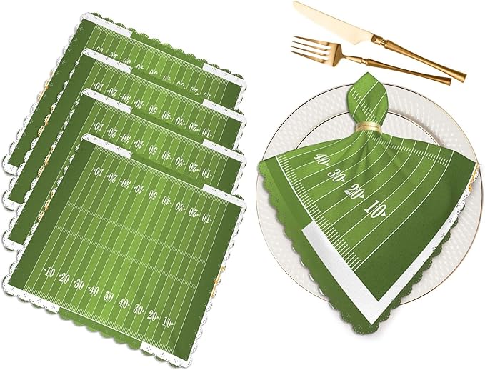 Yibeas Football Field Cloth Table Napkins Set of 4 A Grass Textured American Table Decoration Dinner Napkins for Kitchen 18 x 18 inch