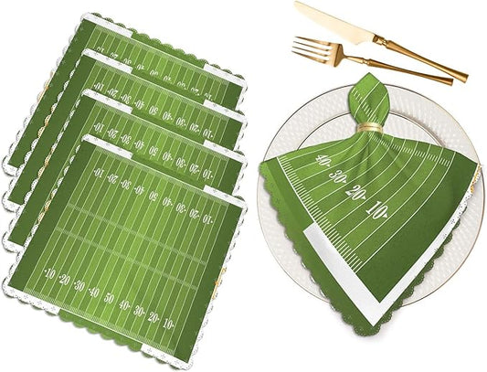 Yibeas Football Field Cloth Table Napkins Set of 4 A Grass Textured American Table Decoration Dinner Napkins for Kitchen 18 x 18 inch