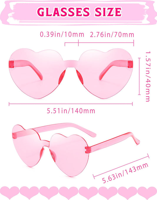 Heart Shaped Rimless Sunglasses 12Pack, Bachelor Party Cool Colorful Funky Sunglasses