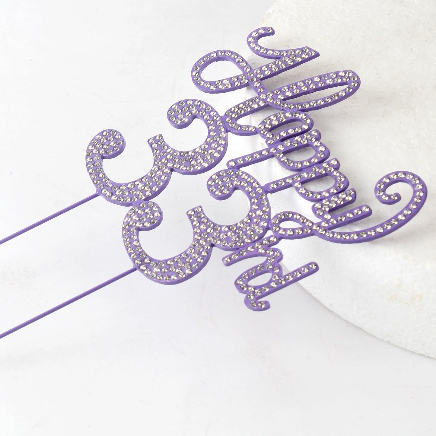 Happy 33rd Birthday Decorations,33rd Birthday Purple Rhinestone Cake Topper - Cheers to 33 Years Old Bday Party Metal Sparkly Cake Centerpieces Sign.