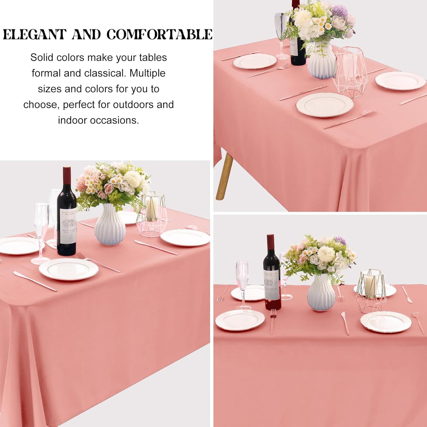 4 Pack Rectangle Tablecloth for 6 Foot Tables Washable Polyester Table Cover for Wedding Dining Table Parties Banquet（70x120 Dusty Rose）