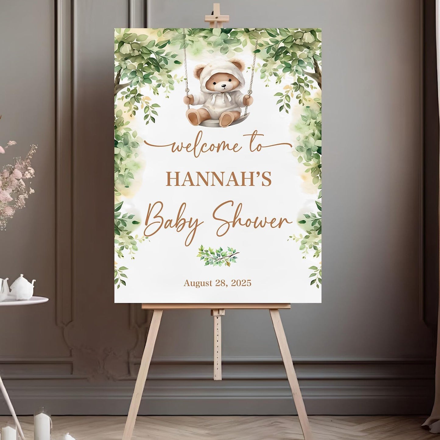 Custom Baby Shower Sign, Rustic Bear Baby Shower Welcome Sign, 12x18 inches, Plastic, Weatherproof & Fade-resistant
