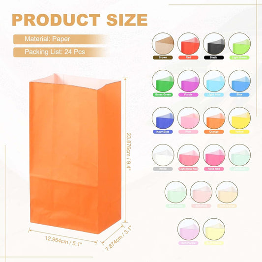 PATIKIL Party Favor Bag, 24 Pcs 5.1x3.1x9.4 Inch Medium Paper Candy Bags Gift Treat Celebration Halloween Goody Birthday Wedding Party with Stickers, Orange