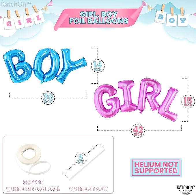 KatchOn, Big Boy or Girl Balloon Letters - 42 Inch | Gender Reveal Balloons, Girl or Boy Gender Reveal Decorations | Baby Shower Decorations | boy or girl balloon