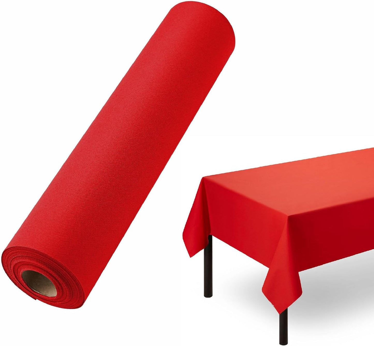 Disposable Tablecloth for Rectangle Table, Linen-Like Red Paper Tablecover for Dining Table, Party, Wedding Or Event, 55" W x 80 ft L