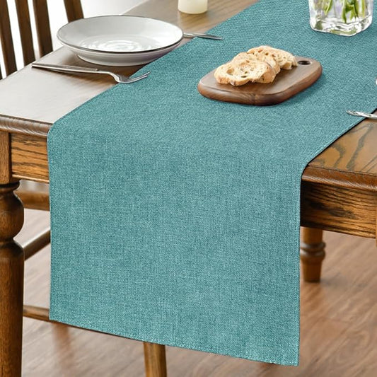 Artoid Mode Turquoise Aqua Table Runner, Seasonal Summer Washable Kitchen Dining Table Decoration for Home Party Decor 13x48 Inch