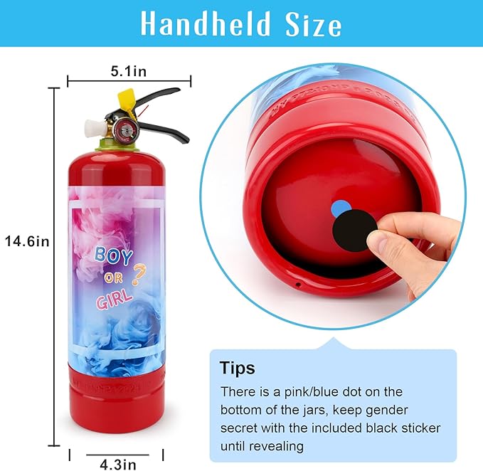 QIYVLOS Giant Gender Reveal Fire Extinguisher 2 Packs, Gender Reveal Ideas, Baby Boy Reveal Party Ideas for Gender Reveal Decorations with 2.3ib Powder (Blue)