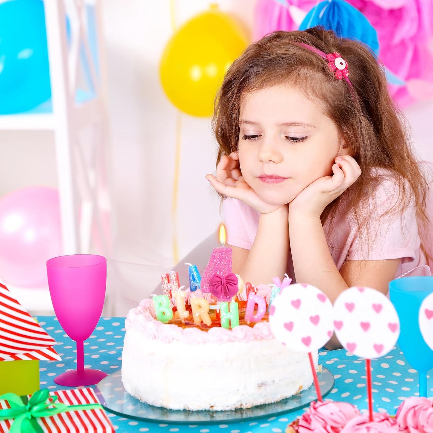 Birthday Candle for Cake, Rose Bow Number Cake Candles, 2.76 inch Number Happy Birthday Candle, Cake Topper Decoration for Birthday Party (Number 4)