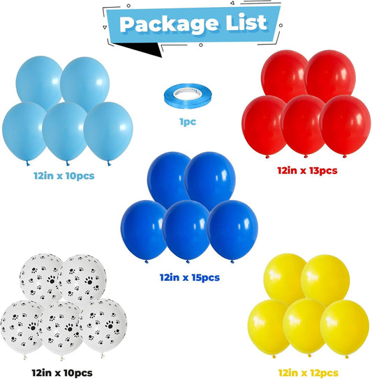 Red Yellow Blue Balloons Puppy Dog Paw Print Balloon 60pcs 12inch Latex Helium Balloon Royal Blue Red Yellow Balloons for Kids Birthday Party Decorations