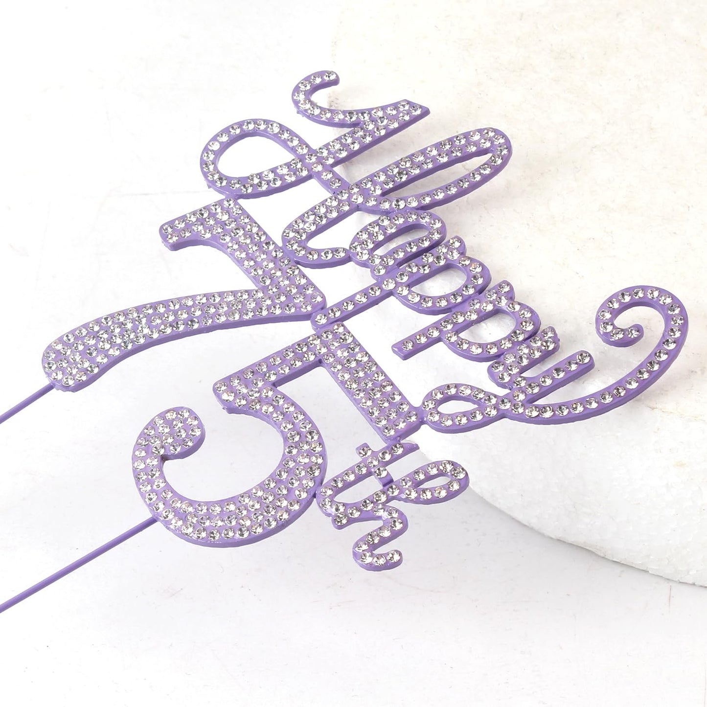 LASKYER Happy 75th Birthday Decorations,75th Birthday Purple Rhinestone Cake Topper - Cheers to 75 Years Old Bday Party Metal Sparkly Cake Centerpieces Sign.