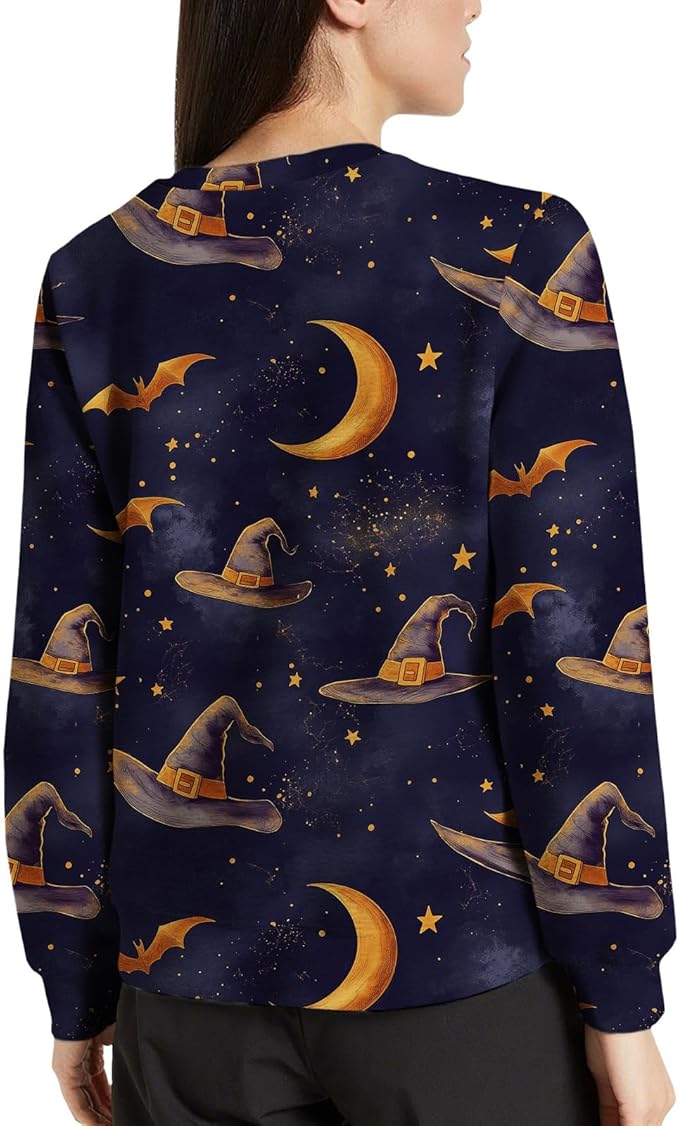 LIZALIG Pullover Cute Sweatshirt Orange Skeleton Fall Festive FunWomens Design Bat Holiday Party Outings Pumpkin Print