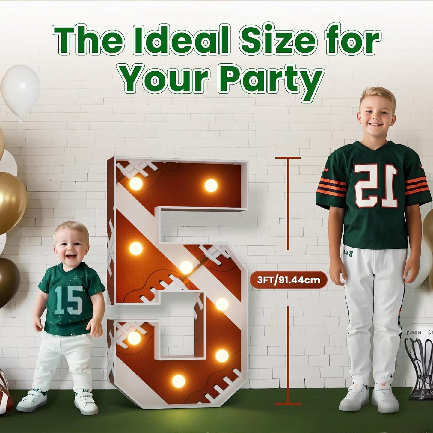 Football 5th-Birthday Decorations Marquee Numbers: Superbowl 3FT Large Light up Number Sign 5 Five Years Year Down Five Old Party Decoration Big Balloon Numbers Decor for Boys and Girls