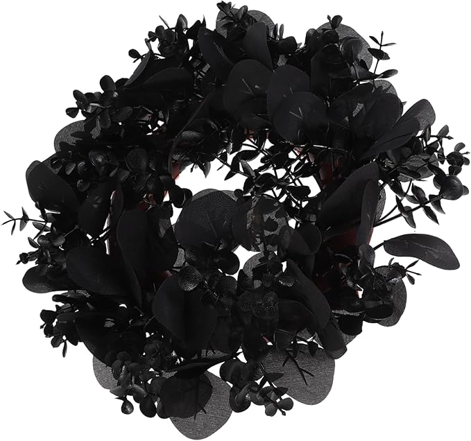 Garneck Halloween Eucalyptus Leaf Garland Eucalyptus Wreath for Front Door Decor for Halloween Party Wall Hanging and Seasonal Decoration Creepy Yet Beautiful Design