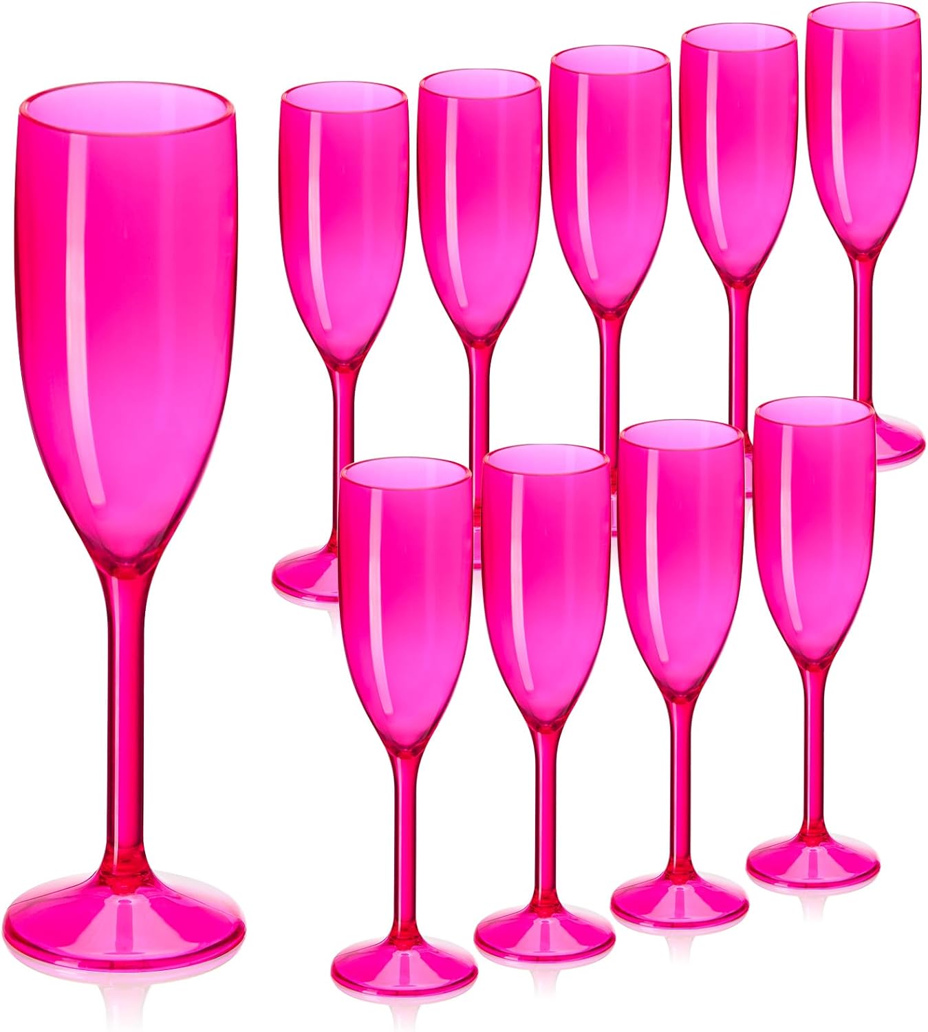 Champagne Flute Acrylic Champagne Glasses Wedding Toasting Champagne Flute Goblet Plastic Reusable Unbreakable Champagne Cups for Bachelorette Wedding Bridal Shower Party (Hot Pink, 10)