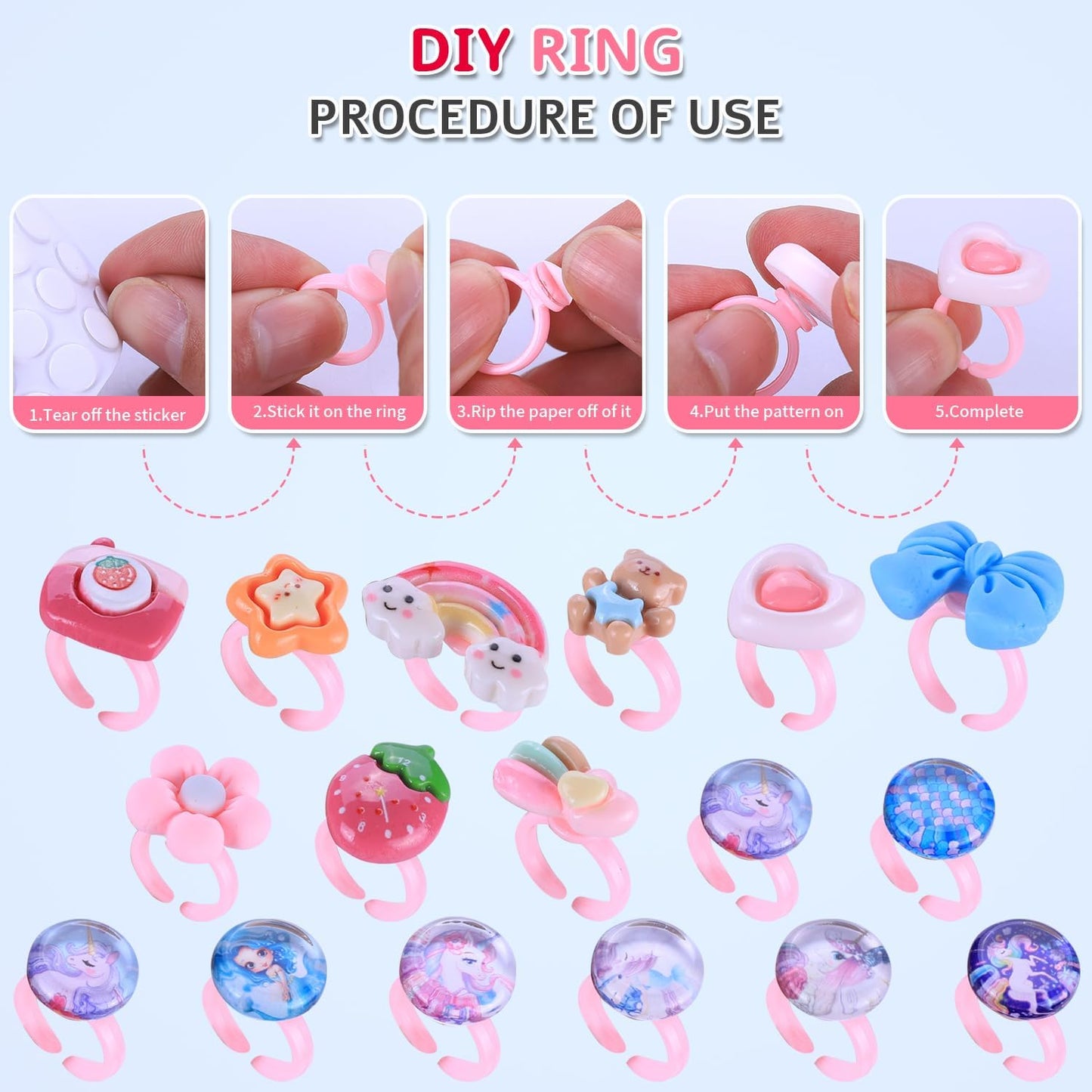 AIPRIDY 3200 Pcs Unicorn Jewelry Activity Kit,Clay Beads Bracelet Making Kit,Flat College Style Beading for Friendship Jewelry Making,Crystal Time Gem Ring Gifts,DIY Crafts for Teen Girls(Pink)