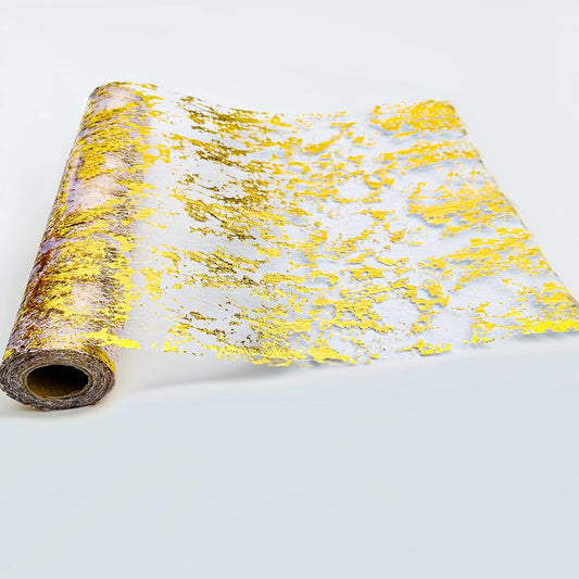 49ft Gold Table Runner, Extra Long Metallic Mesh Table Runner Roll , Party Decorations for Events, Wedding, Birthday , Holiday, Anniversary- 1pc (49ft)