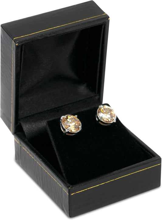 Novel Box Black Jewelry Box for Earrings 2.1x1.9x1.25 Inches - Earring Gift Boxes with Gold Trim - Faux Leatherette Earring Storage Case - Gift Presentation Cases for Earrings Only