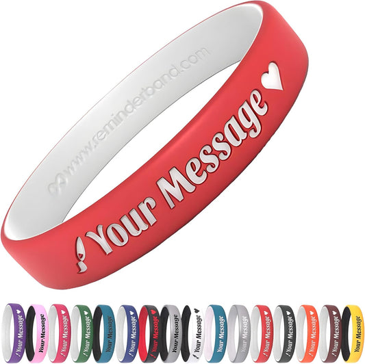 Reminderband Custom 100% Silicone Luxe Wristbands – Personalized Motivational Bracelets, Bulk Rubber Bands for Events, Fundraisers, Awareness, Gifts - Hypoallergenic Bands