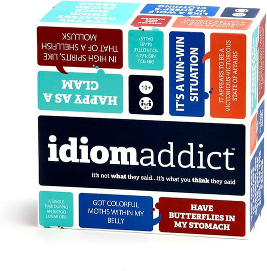 Idiom Addict, Decipher The Gibberish Phrase, 2400 Funny Brain Teasers, Large Group Party Game for 4+ Players