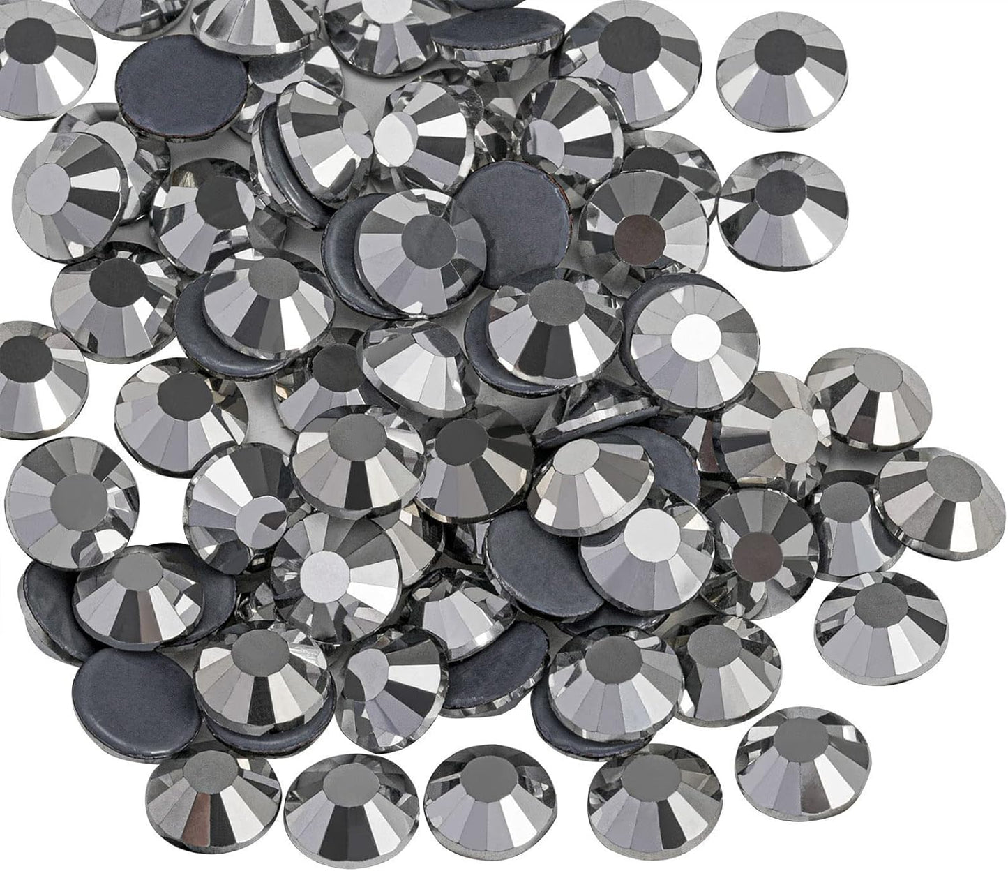 Beadsland Hotfix Rhinestones, 1440pcs Flatback Crystal Rhinestones for Crafts Clothes DIY Decoration,Silver Hematite, SS12, 3.0-3.2mm