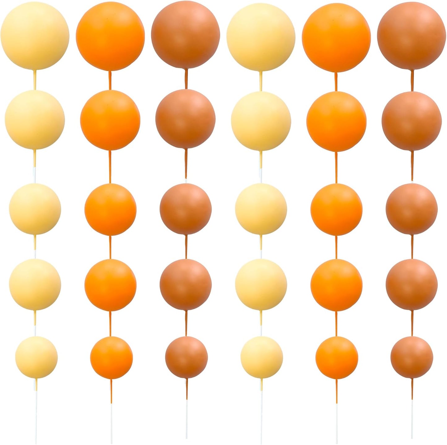 Ephlyn 30Pcs Ball Cake Topper Ball Cake Picks Colorful Pearl Ball Shaped Cupcake Insert Cake Topper for Bear Theme Birthday Party Favors Wedding Decoration Orange Yellow