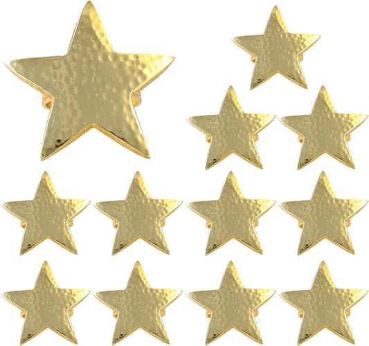 12 Pcs Lightweight Metal Napkin Rings - Gold Star Metal Holders for Elegant Table Decor, Parties, Weddings, Holidays, Everyday Dining - Metallic Adornment for Table Settings - CLEENTABLE