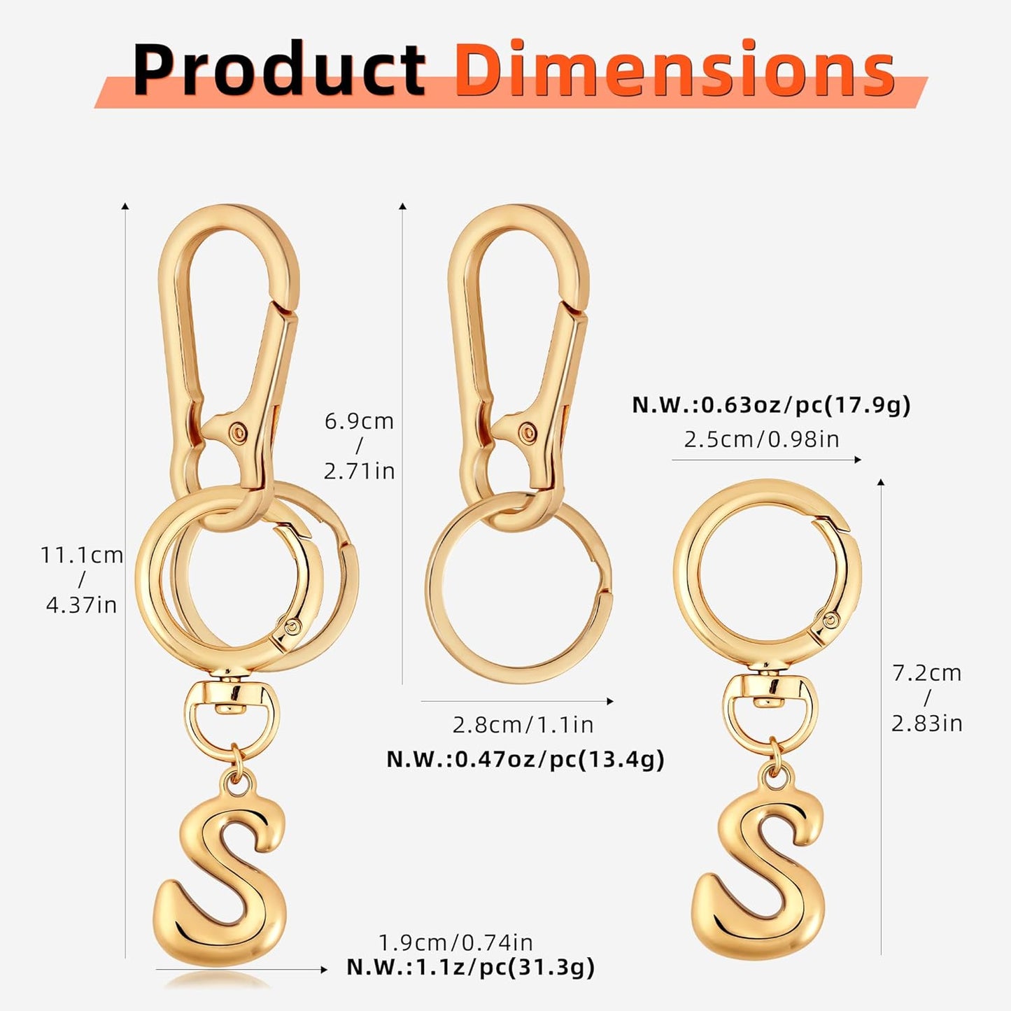 Gold Bubble Heart Initial Bag Charms for Handbags – Cute Initial Letter Keychain for Women, Purse Charms, Gold Gift