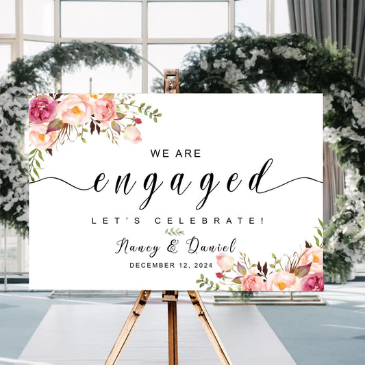 We Are Engaged Sign, Engagement Party Sign, Engagement Welcome Sign, Engagement Party Decorations, Engagement Sign With Stand, Engagement Welcome Signs For Ceremony