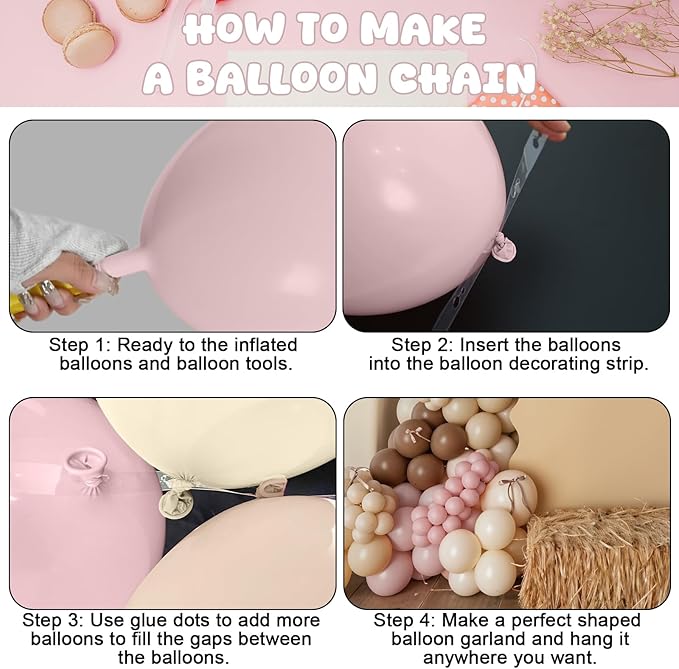 Pink Brown Balloon Arch Garland Kit, Cowgirl Rodeo Balloons Dusty Blush Light Pink Brown Nude Sand White Balloons with Ribbon Bow for Boho Baby Shower Western First Rodeo Birthday Party Decorations